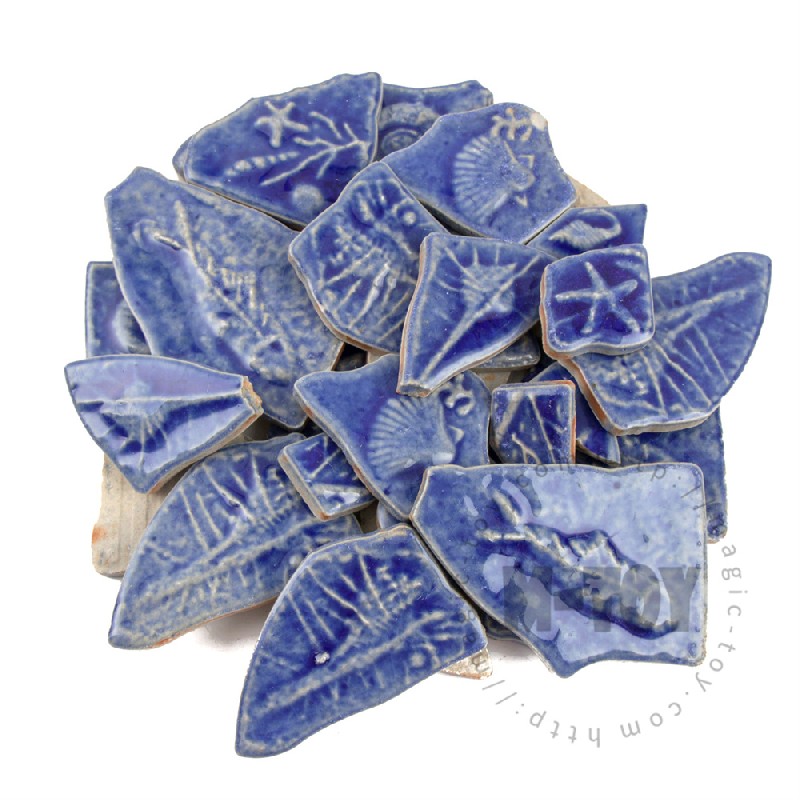 Blue Irregular Motif Ceramic Mosaic Shard CSDA701