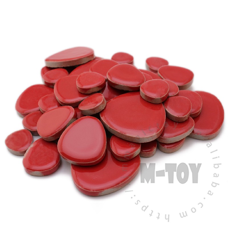 Red Pebble Shape Ceramic Mosaic CDG905