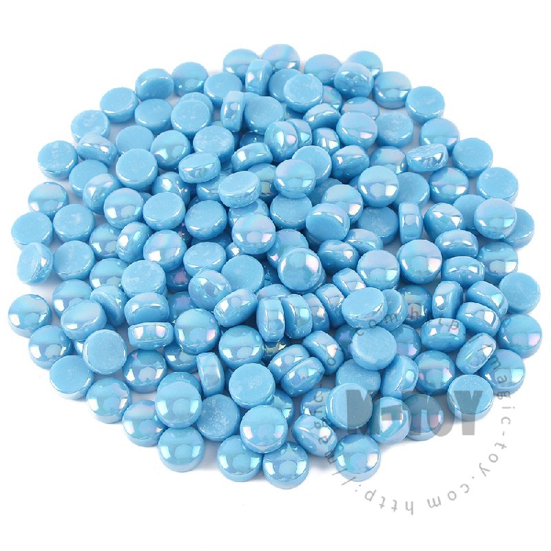 Sky Blue Iridescent Round Glass Mosaic SRL08