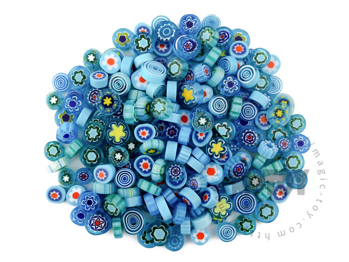 Lake Blue Color Mixed Round Millefiori 713-DW7000