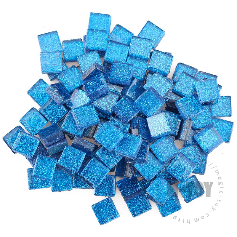 Blue Square Glitter Glass Mosaic 10-SPA708