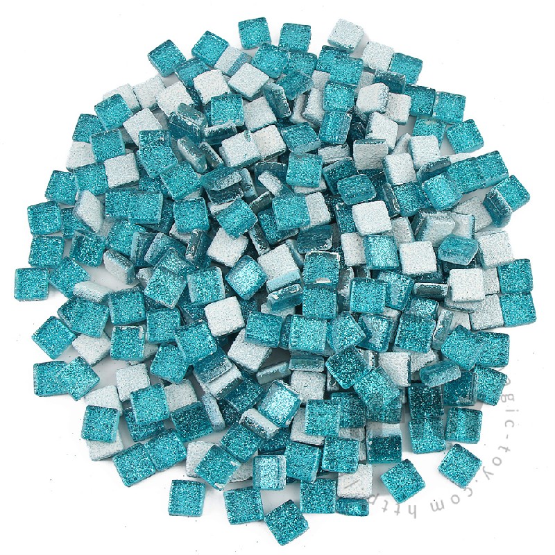 Light Blue Square Glitter Glass Mosaic 10-SPA706