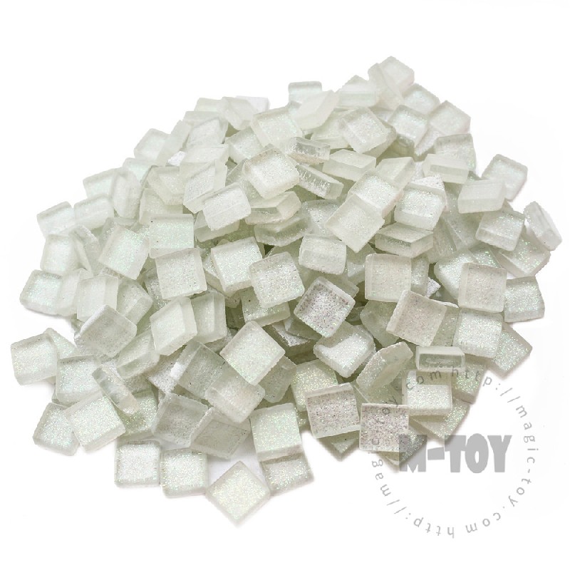 White Square Glitter Glass Mosaic 10-SPA100