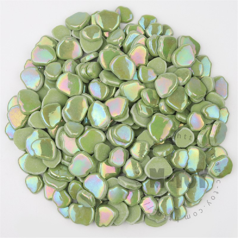 Iridescent Grass Green Blossom Petals Glass Mosaic SMAI47