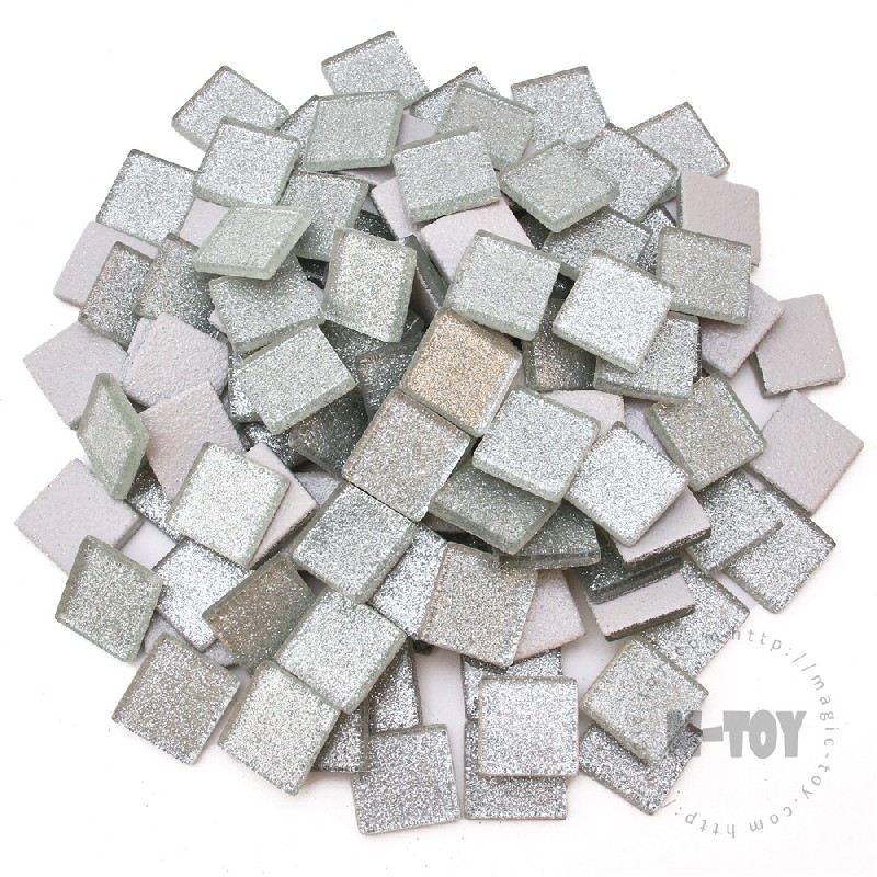 Silver Square Glitter Glass Mosaic 20-SPA103