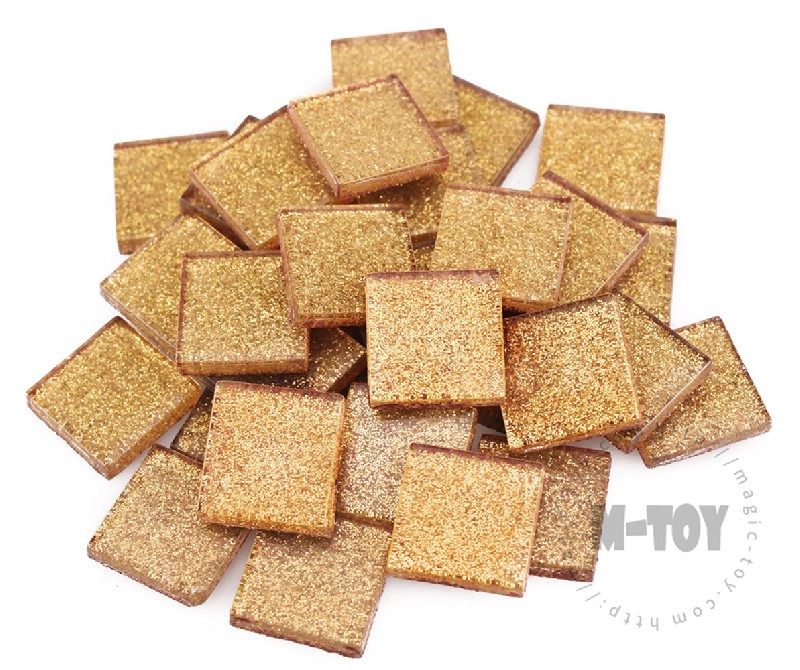 Gold Square Glitter Glass Mosaic 20-SPA301