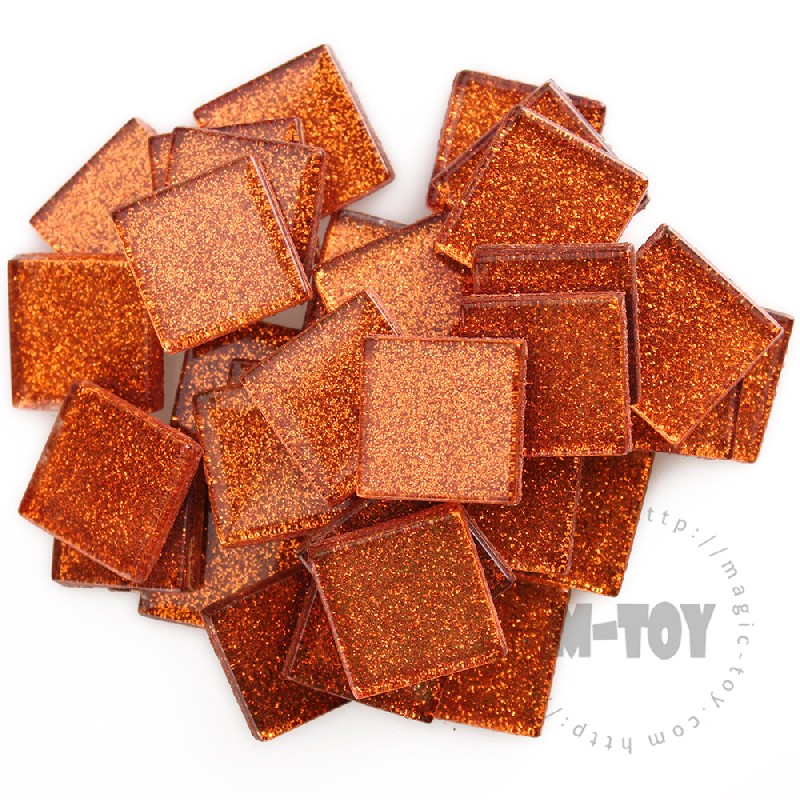 Gold Square Glitter Glass Mosaic 20-SPA304