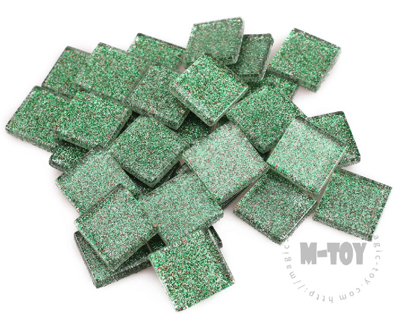 Green Square Glitter Glass Mosaic 20-SPA601