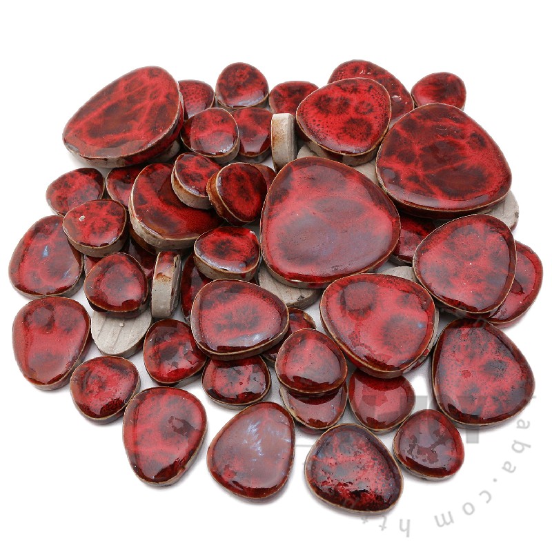 Red Pebble Shape Ceramic Mosaic CDD907