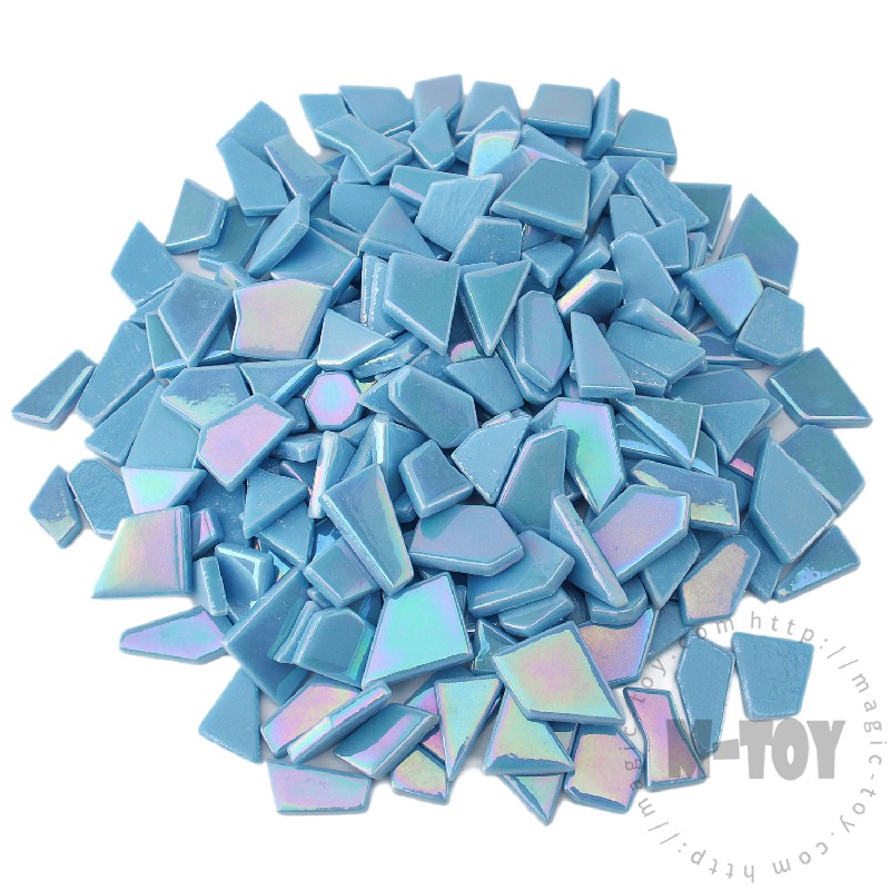 Light Blue Iridescent Irregular Shape Glass Mosaic IR-SSL08