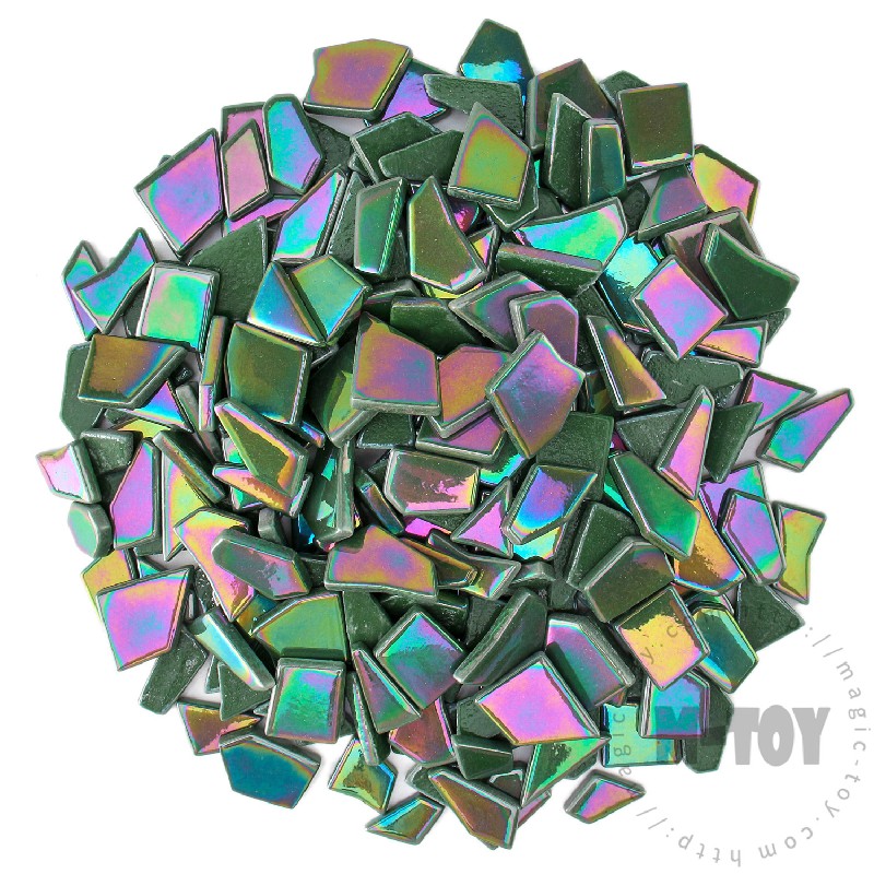 Dark Green Iridescent Irregular Shape Glass Mosaic IR-SSL44