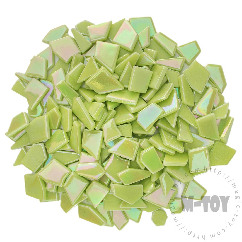 Yellow-Green Iridescent Irregular Shape Glass Mosaic IR-SSL48