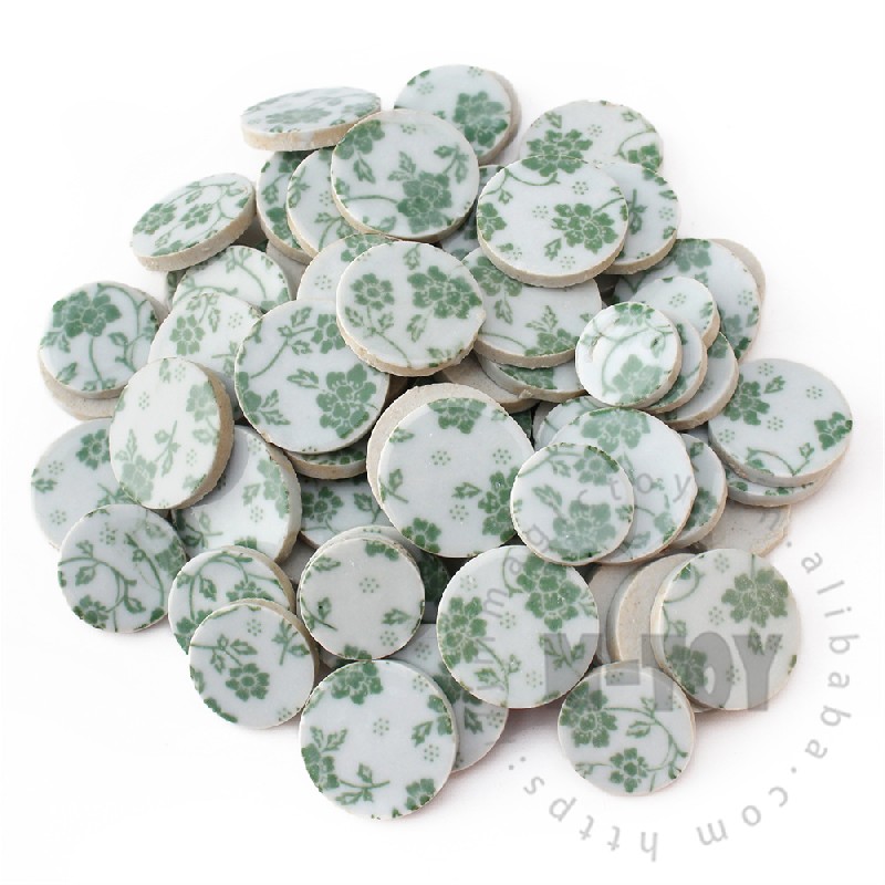 Light Green Round Shape Ceramic Mosaic CRQ606