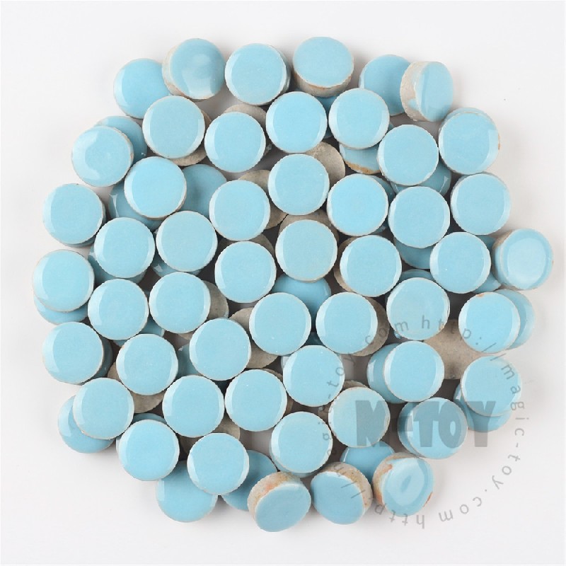 Sky Blue Round Shape Ceramic Mosaic 15CRG701