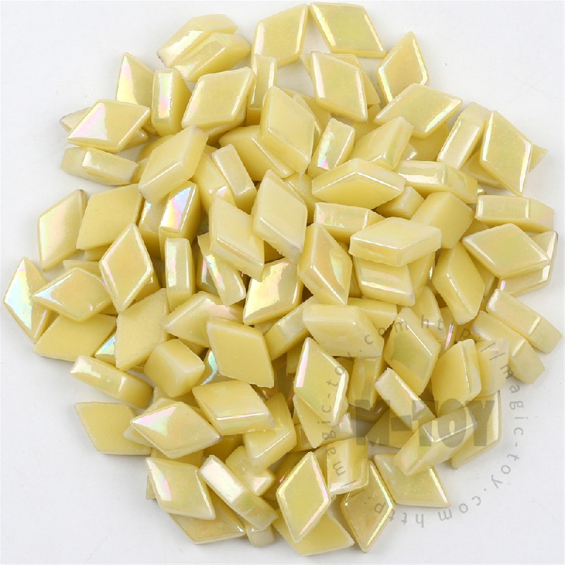 Yellow Iridescent Diamond Glass Mosaic SLL50