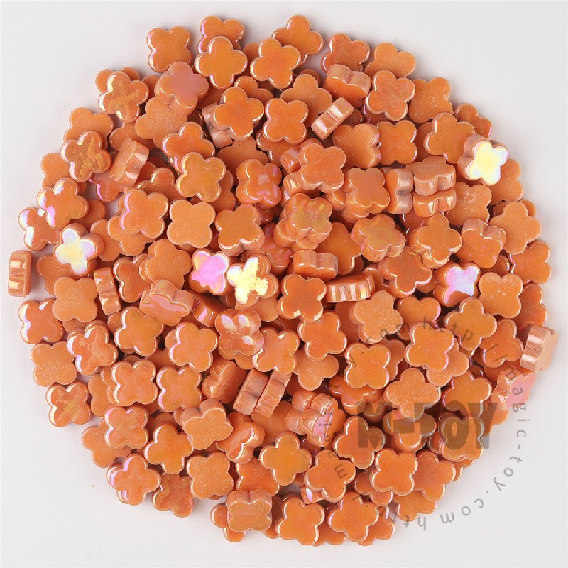 Orange Iridescent Flower Glass Mosaic SMHI18