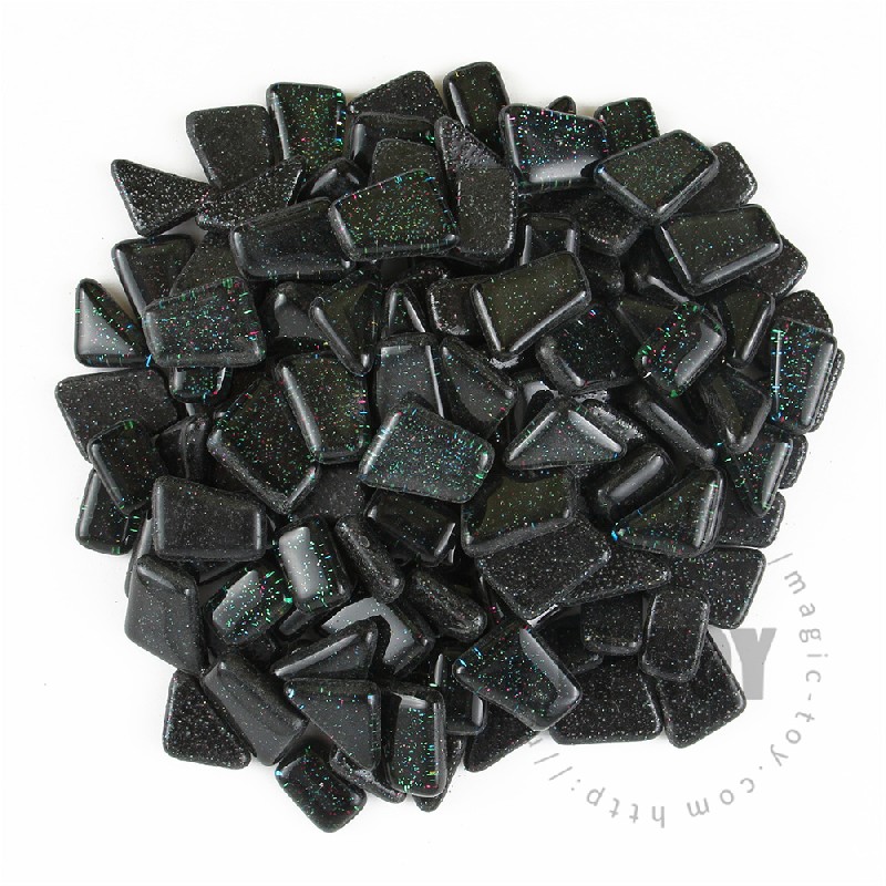 Black Irregular Shape Glitter Glass Mosaic IR-SPA801