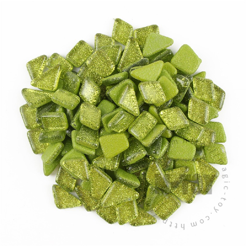 Green Irregular Shape Glitter Glass Mosaic IR-SPA604