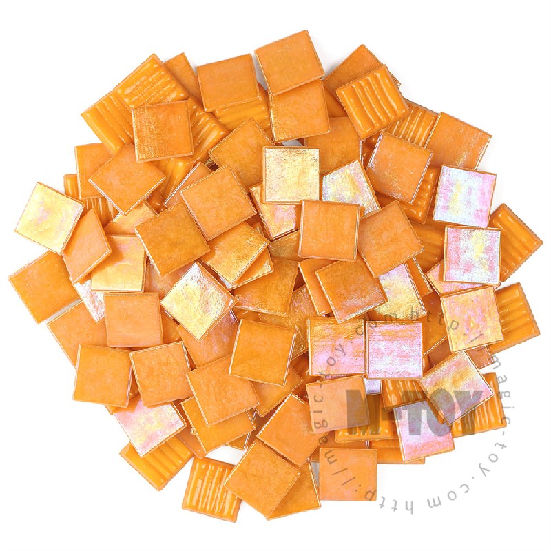 Orange Iridescent Square Hot-melting Glass Mosaic PSI902