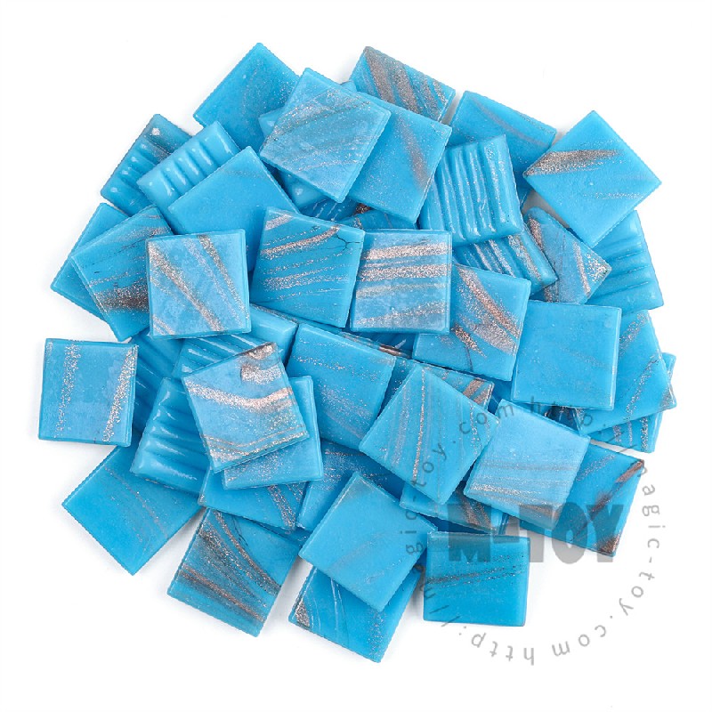 Blue Square Golden Line Hot-melting Glass Mosaic GSG706