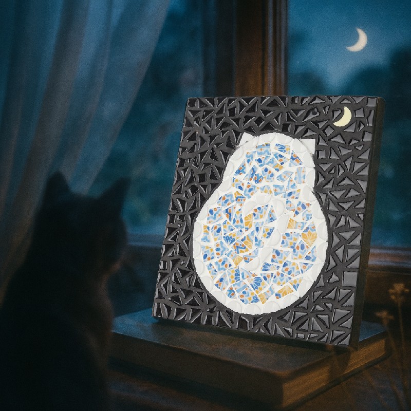 🌙Moonlit Whispers- A Cat Basking in Moonlight🐱