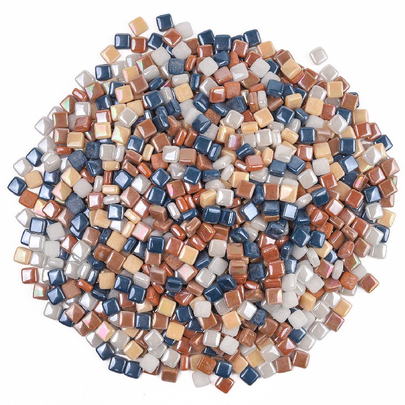 Christmas Vintage Amber & Grey Blue Mini Sqaure Mosaic