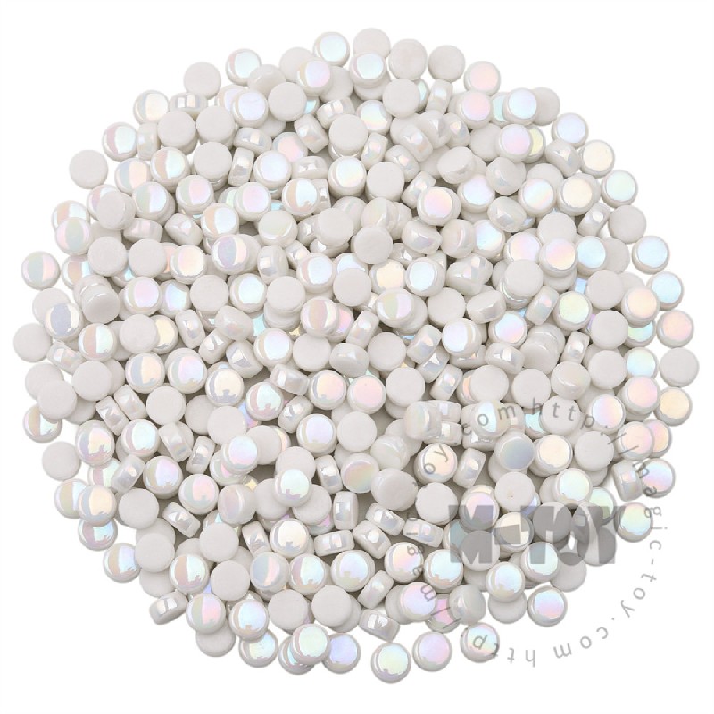 White Mini Round Glass Mosaic 8SRL100