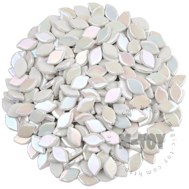 Iridescent White Small Petals Glass Mosaic SMBI100