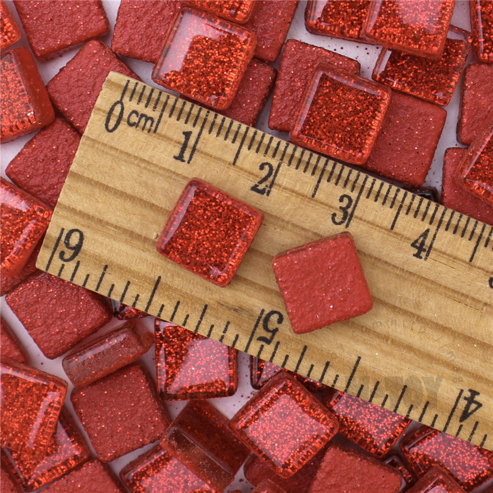 Red Square Glitter Glass Mosaic 10-SPA902