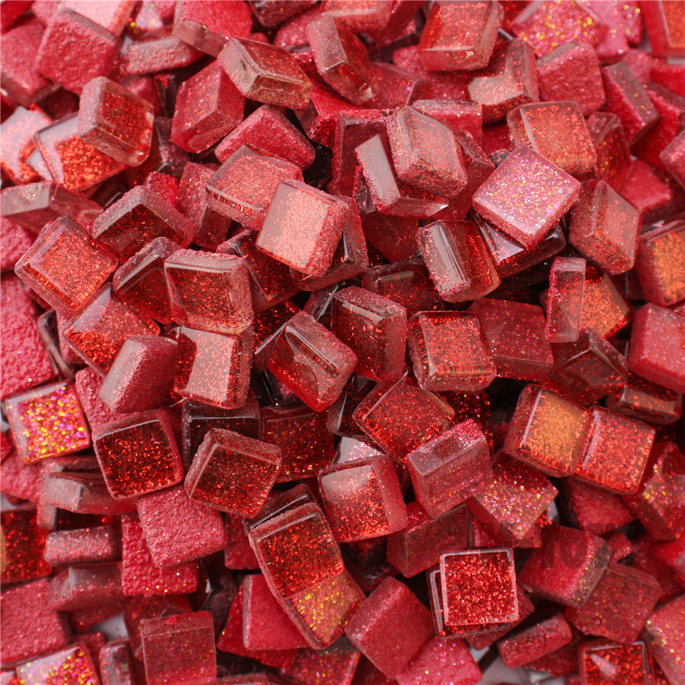 Red Square Glitter Glass Mosaic 10-SPA902