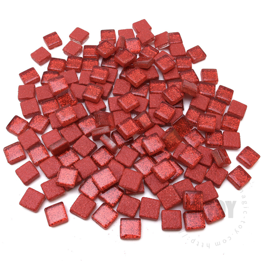 Red Square Glitter Glass Mosaic 10-SPA902