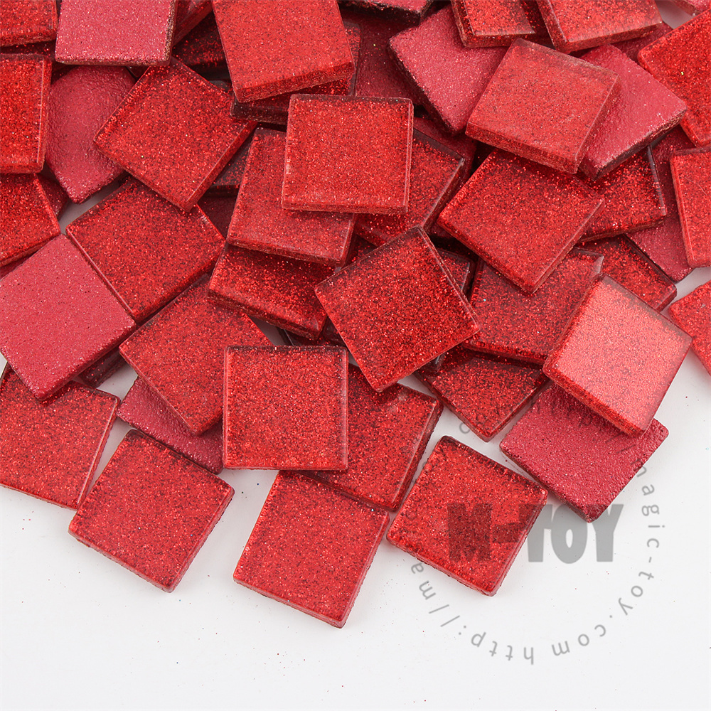 Red Square Glitter Glass Mosaic 20-SPA902