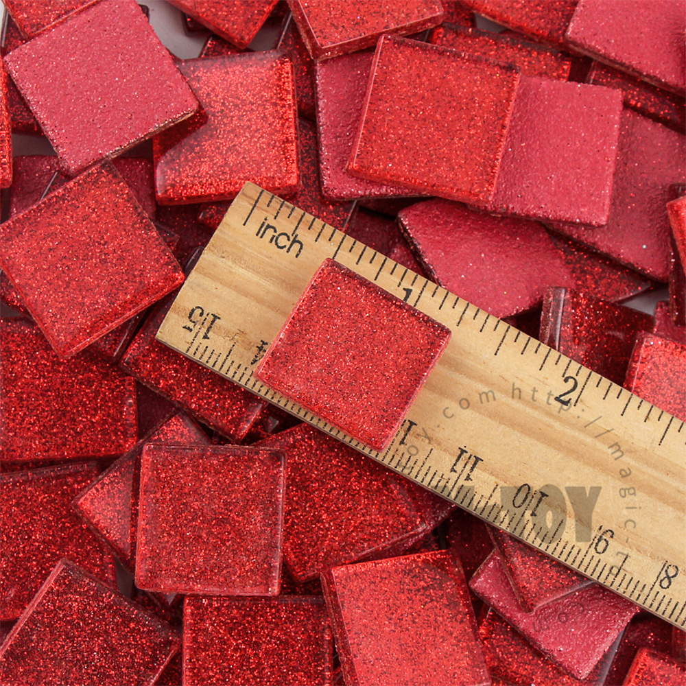 Red Square Glitter Glass Mosaic 20-SPA902