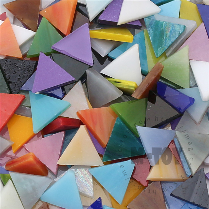 Assorted Color Triangle Opaque Stained Glass Mosaic 14OJG1001