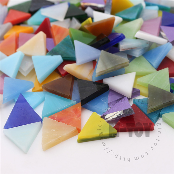 Assorted Color Triangle Opaque Stained Glass Mosaic 14OJG1001