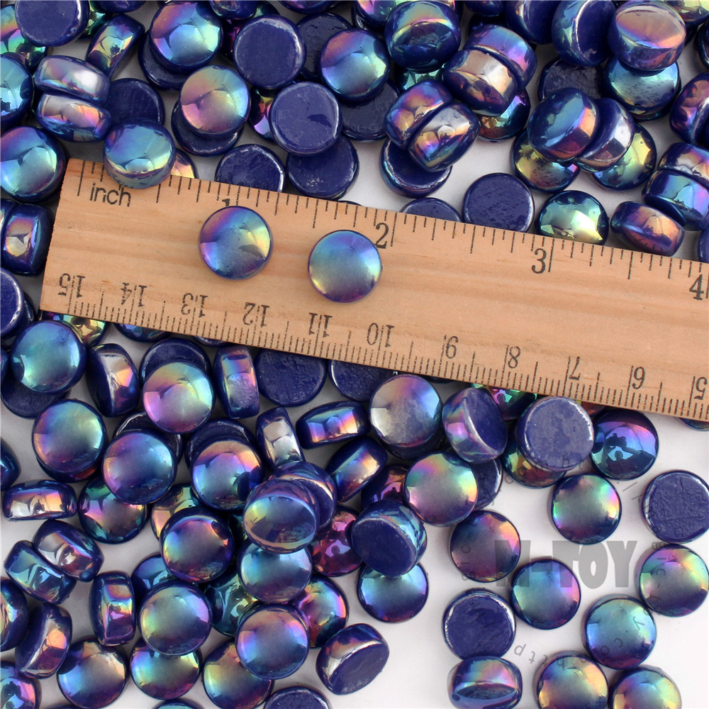 Cobalt Blue Iridescent Round Glass Mosaic SRL05