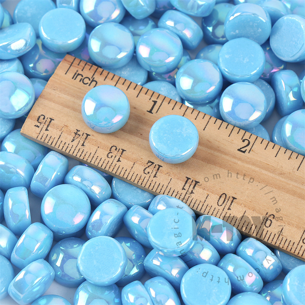 Sky Blue Iridescent Round Glass Mosaic SRL08