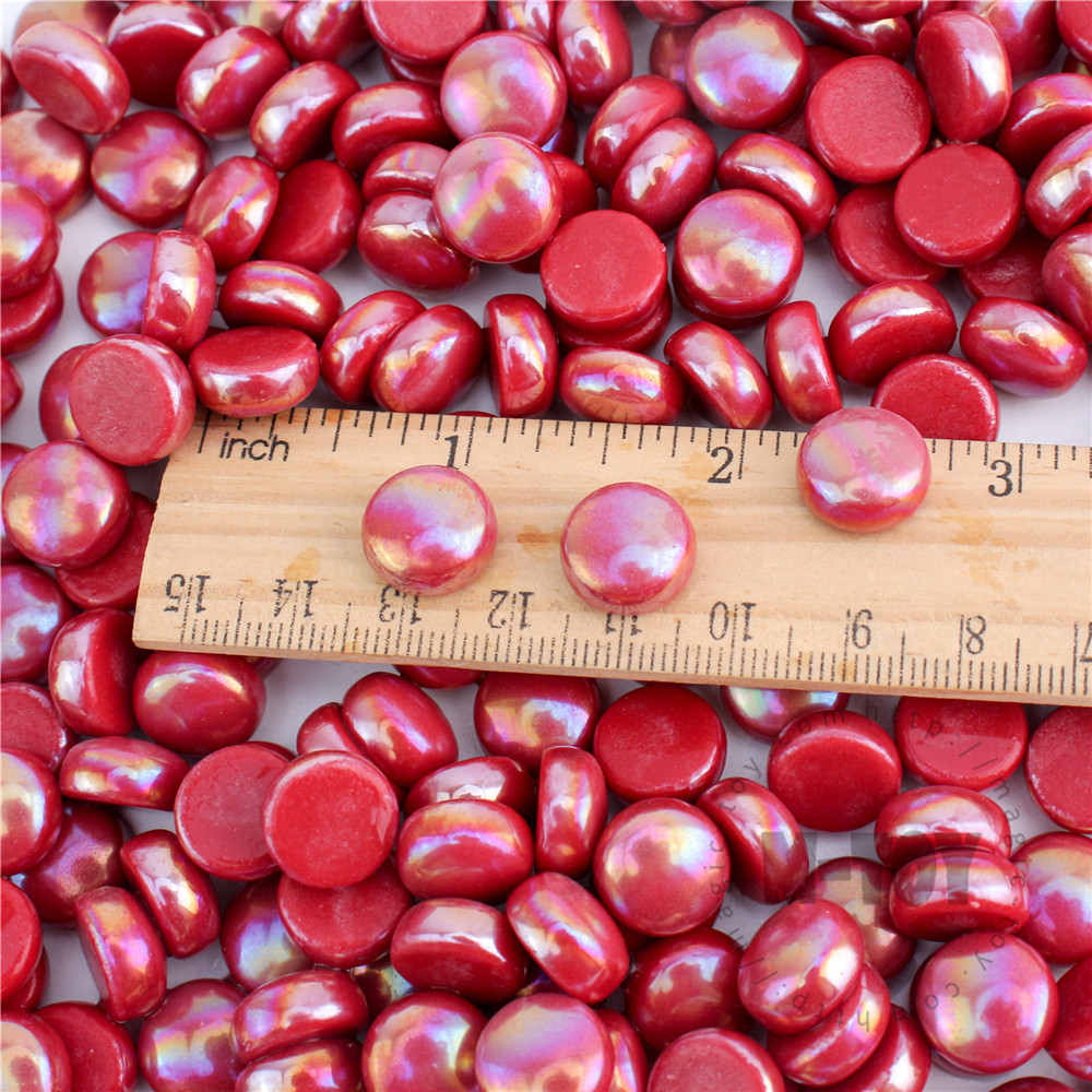 Red Iridescent Round Glass Mosaic SRL16