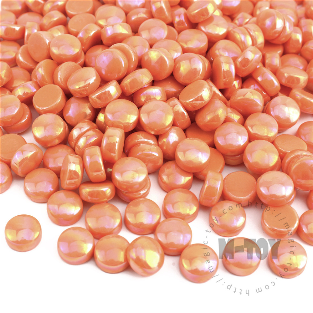 Orange  Iridescent Round Glass Mosaic SRL18