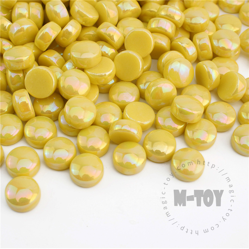 Yellow Iridescent Round Glass Mosaic SRL50