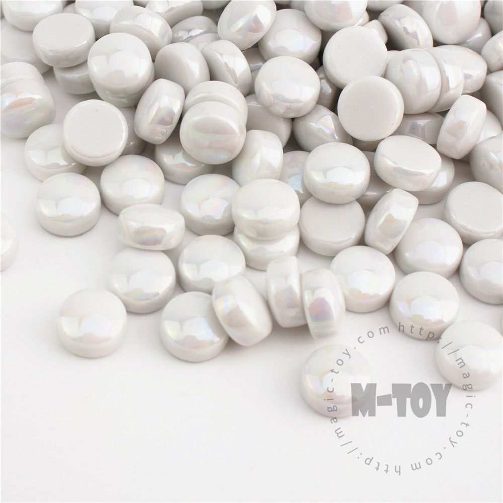 White Iridescent Round Glass Mosaic SRL100