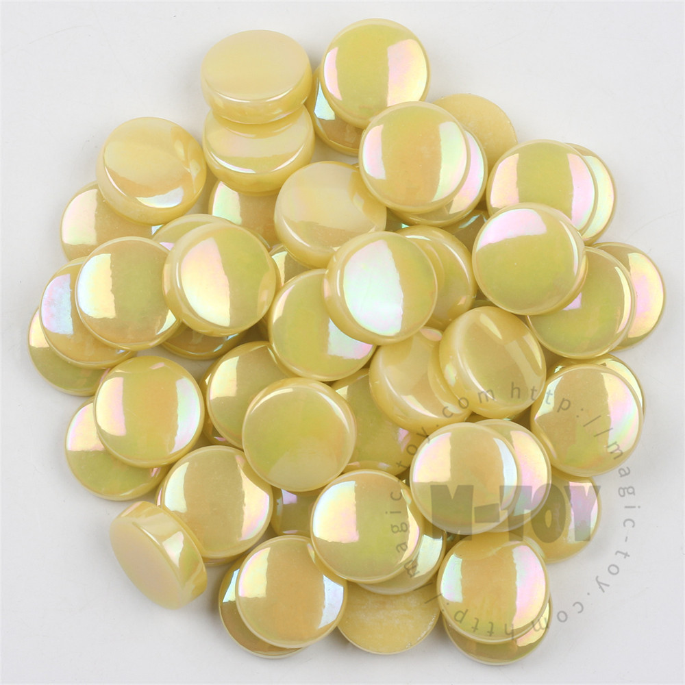 Yellow Iridescent Round Glass Mosaic 20SRL50