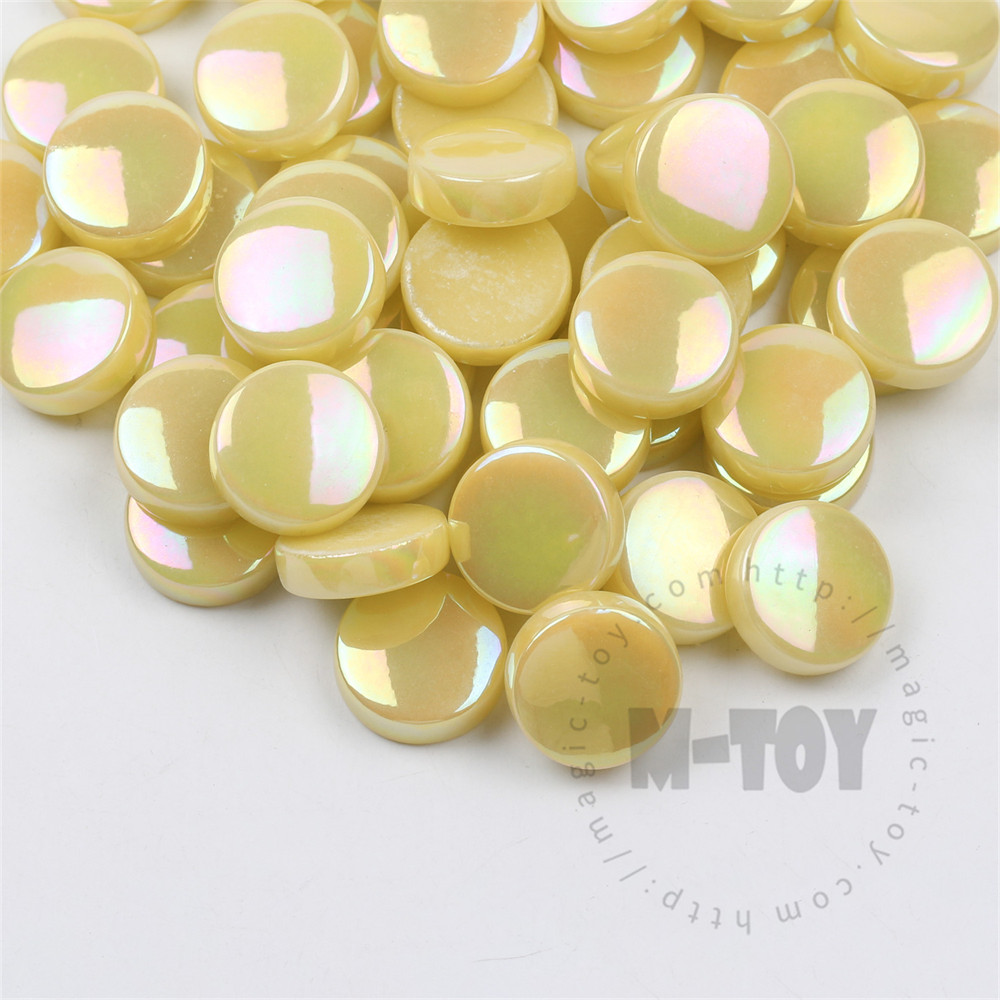 Yellow Iridescent Round Glass Mosaic 20SRL50