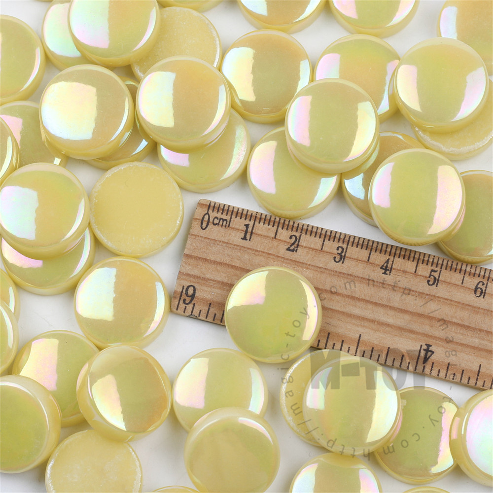 Yellow Iridescent Round Glass Mosaic 20SRL50