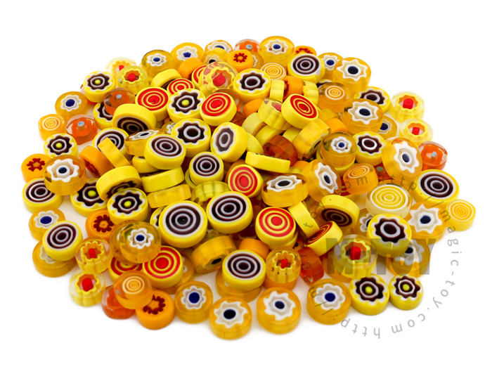 Yellow Color Mixed Round Millefiori 713-DW9003