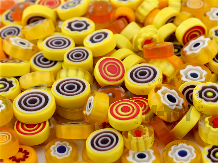 Yellow Color Mixed Round Millefiori 713-DW9003