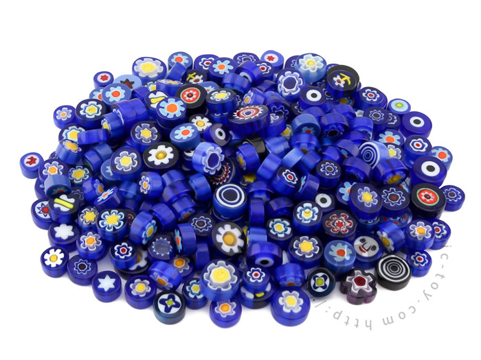 Blue Color Mixed Round Millefiori 713-DW7001