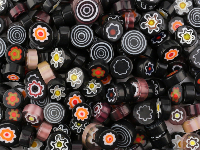 Black Purple Color Mixed Round Millefiori 713-DW8000