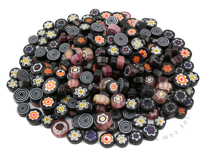 Black Purple Color Mixed Round Millefiori 713-DW8000