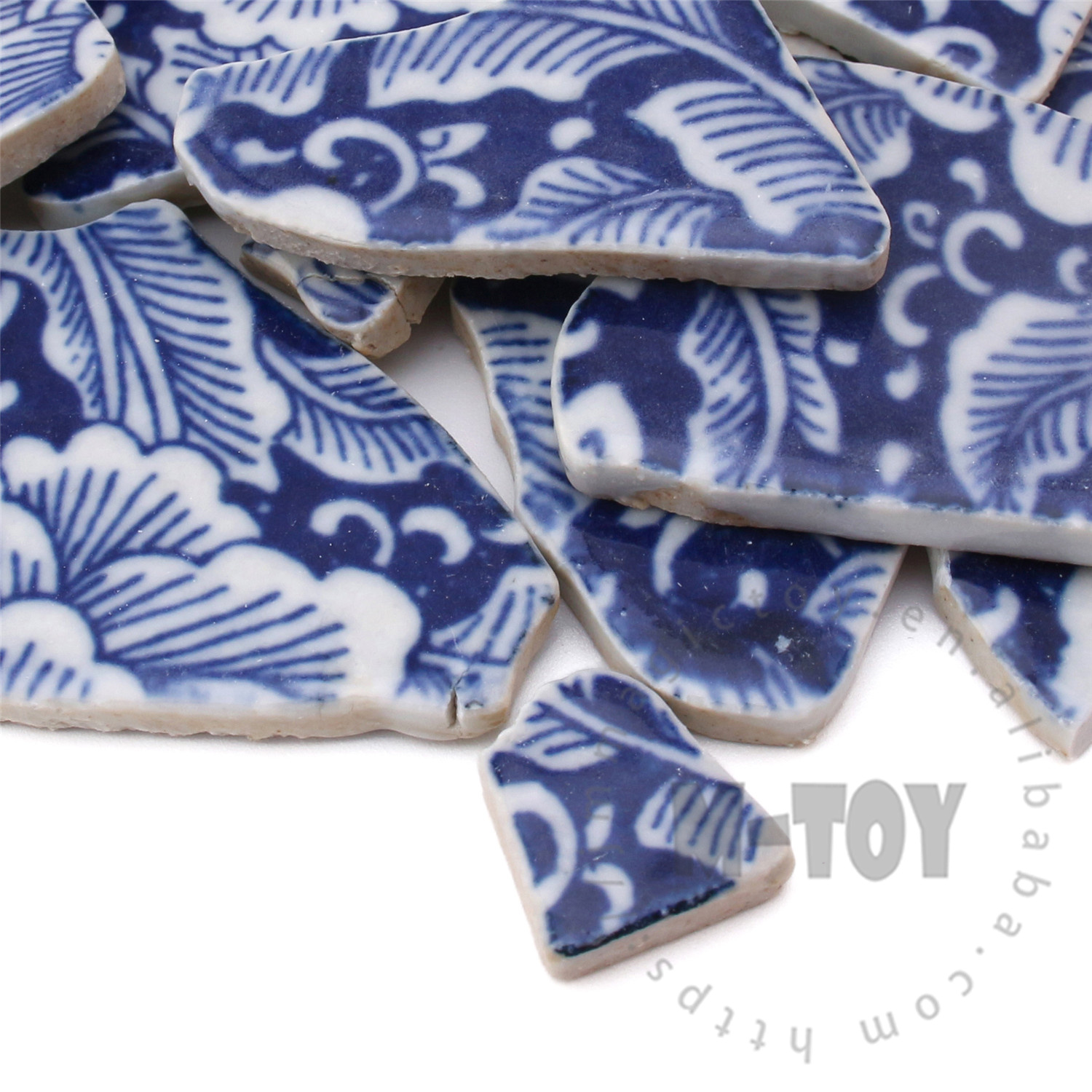 Blue Sea Lilies Irregular Ceramic Mosaic Shard CSQ730